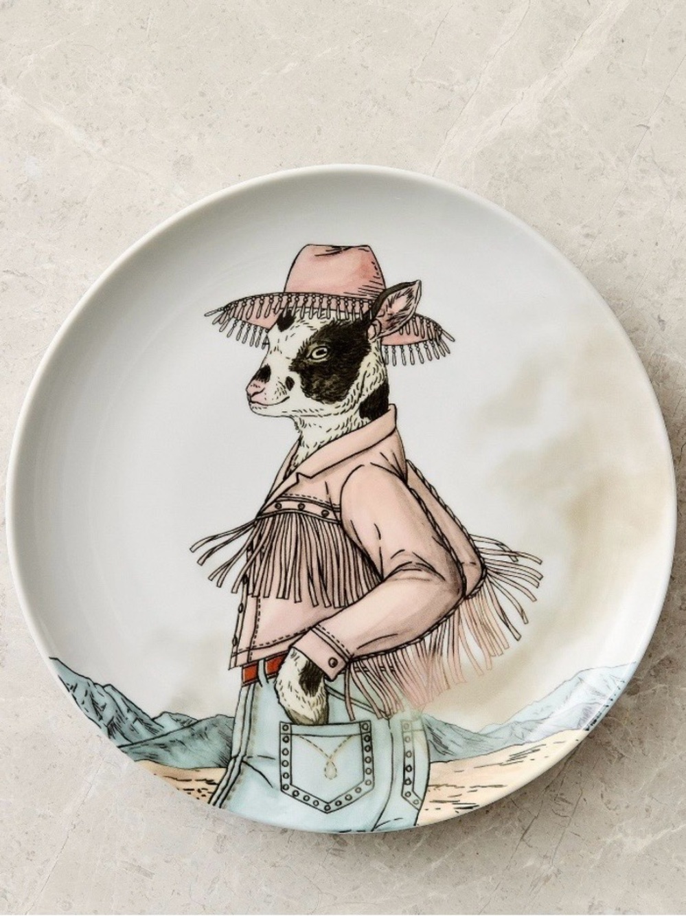 west elm dapper animal western cow plate